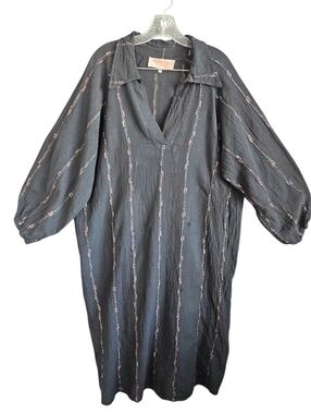 Scandal Italy Womens V-Neck Oversized Popover Dress Sz Med Lagenlook Boho Gauzy